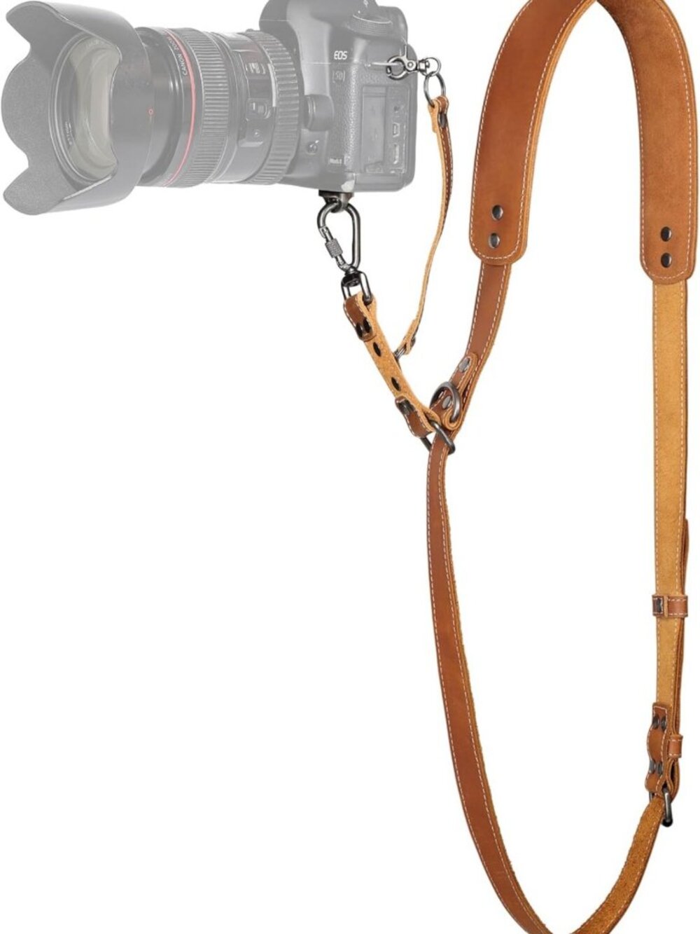 Tan Full Grain Leather Camera Harness Strap - Quick Release DSLR Gear for